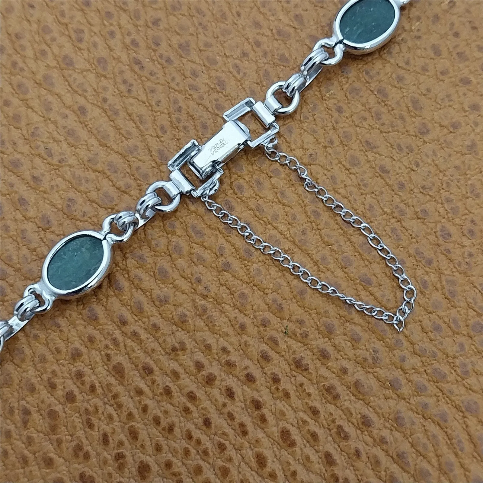 1/2" White Gold-Filled & Jade Ladies Unused 1960s Vintage Watch Band