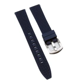 18mm Square Pattern Navy Blue FKM Rubber Watch Strap, Quick Release Spring Bars
