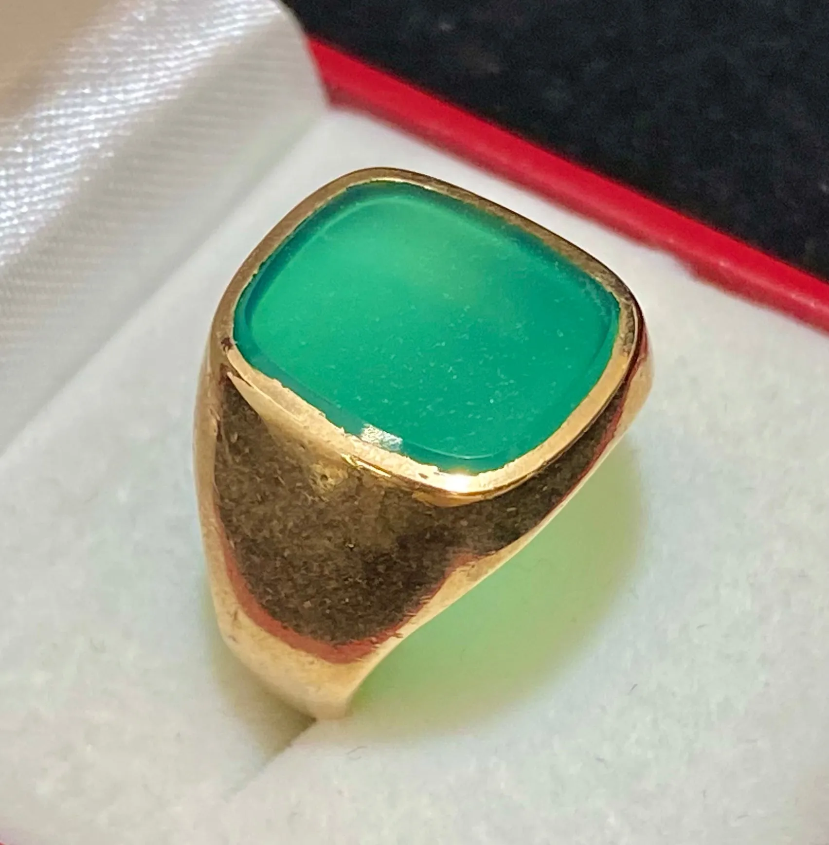 1900’s English Designer Solid Yellow Gold with Jade Ring - $13K Appraisal Value w/CoA}