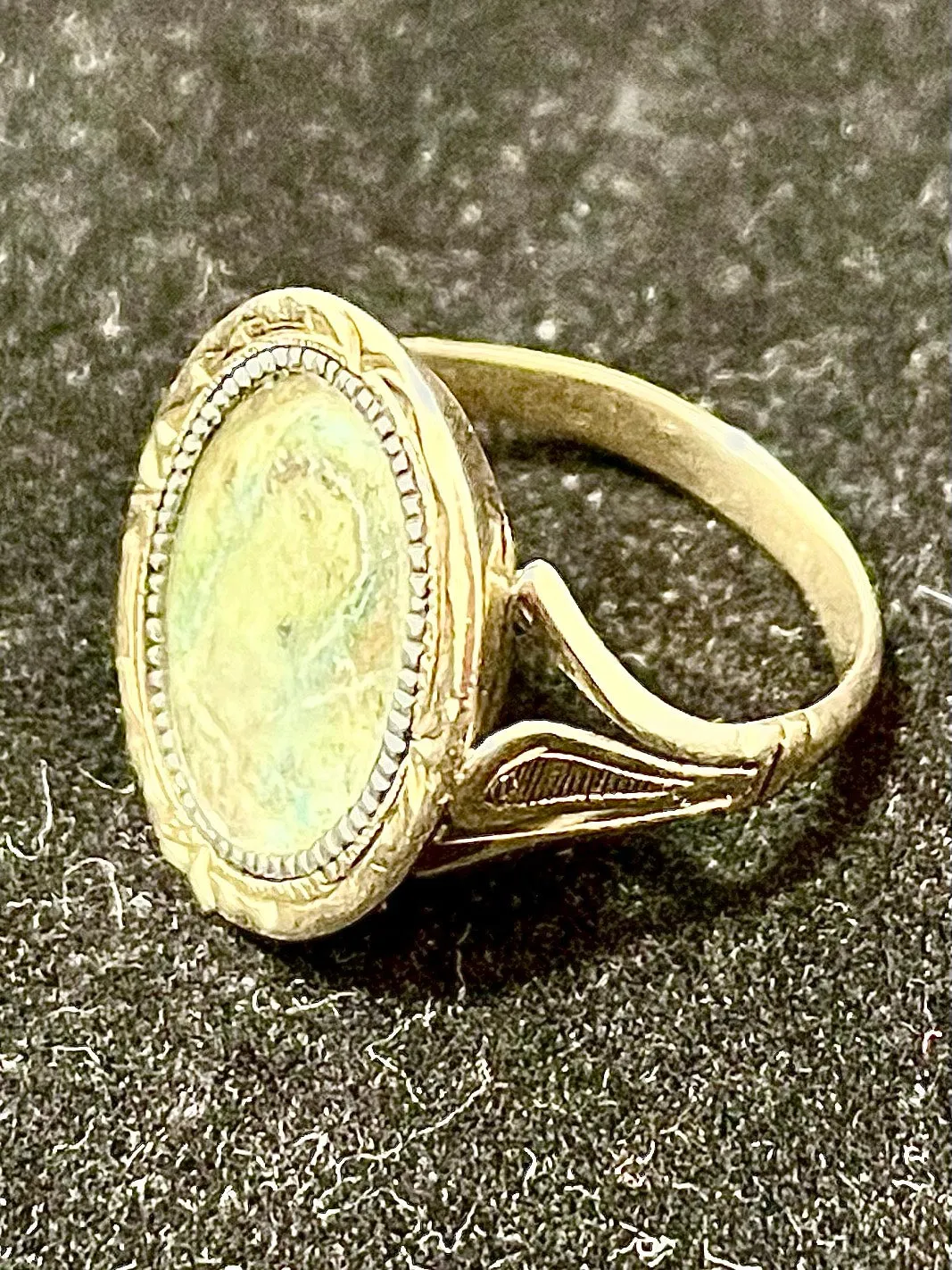 1920s Mother Mary image Hand-Pained SYG Jade Ring - $6K APR Value w/CoA!
