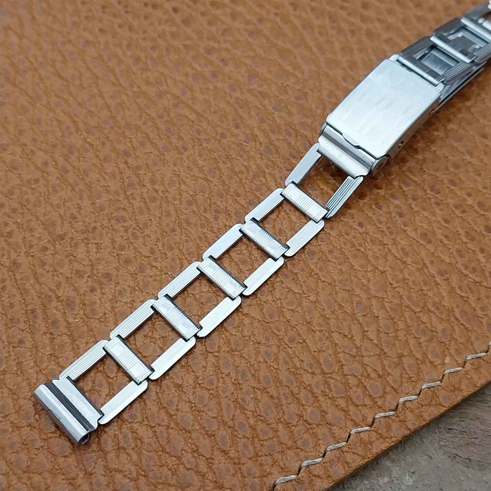 1930s Art Deco Dox-Ova Chromium Plated Ladder Link Womens nos Vintage Watch Band
