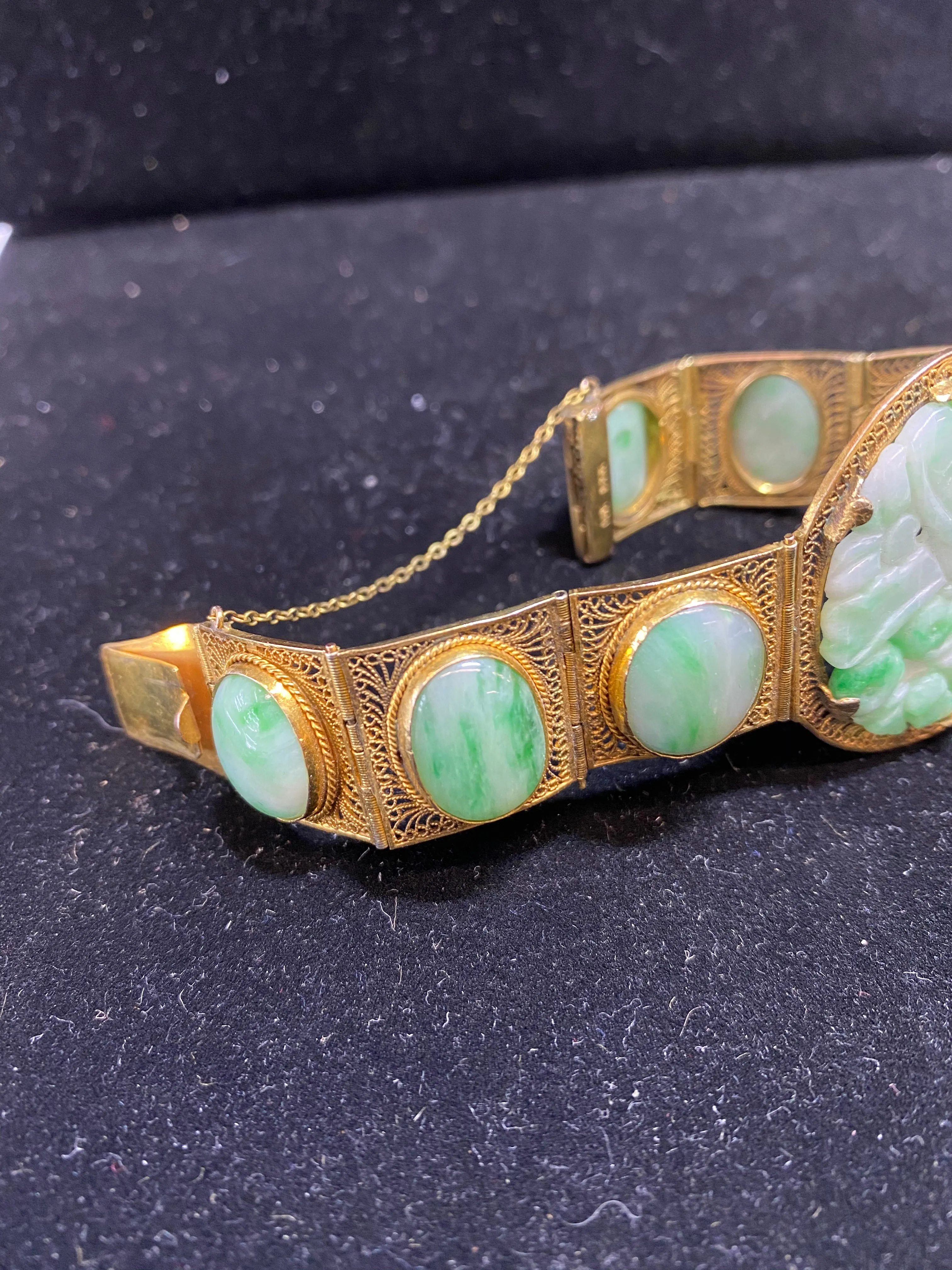 1930’s Vintage Solid Yellow Gold Apple Jade Bracelet - $10K Appraisal Value w/ CoA!