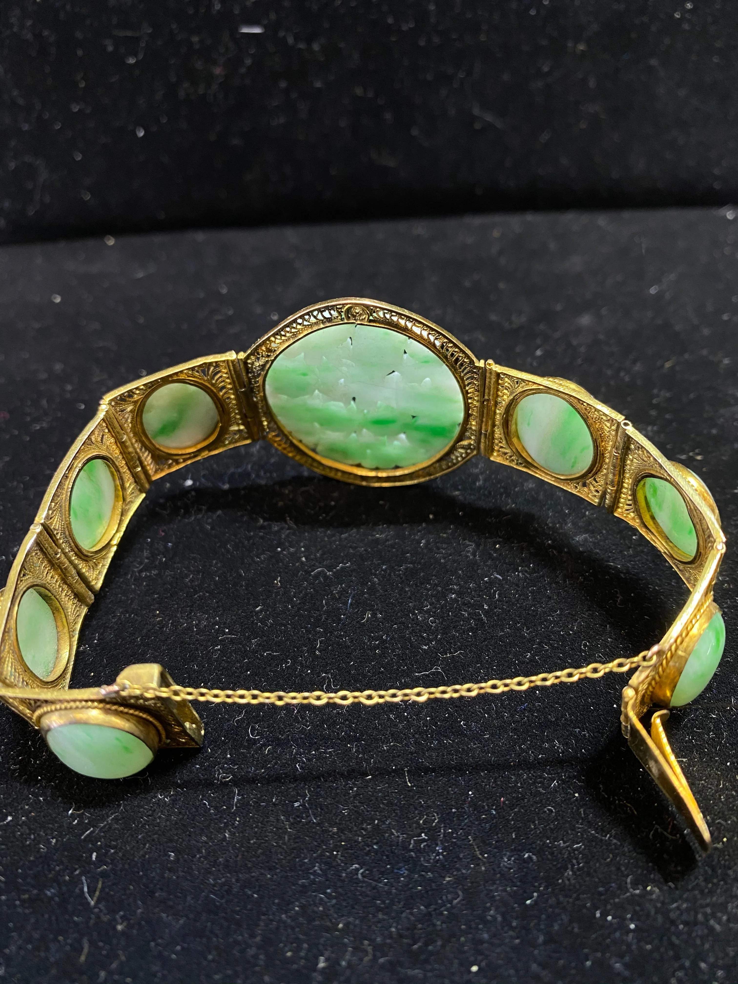 1930’s Vintage Solid Yellow Gold Apple Jade Bracelet - $10K Appraisal Value w/ CoA!