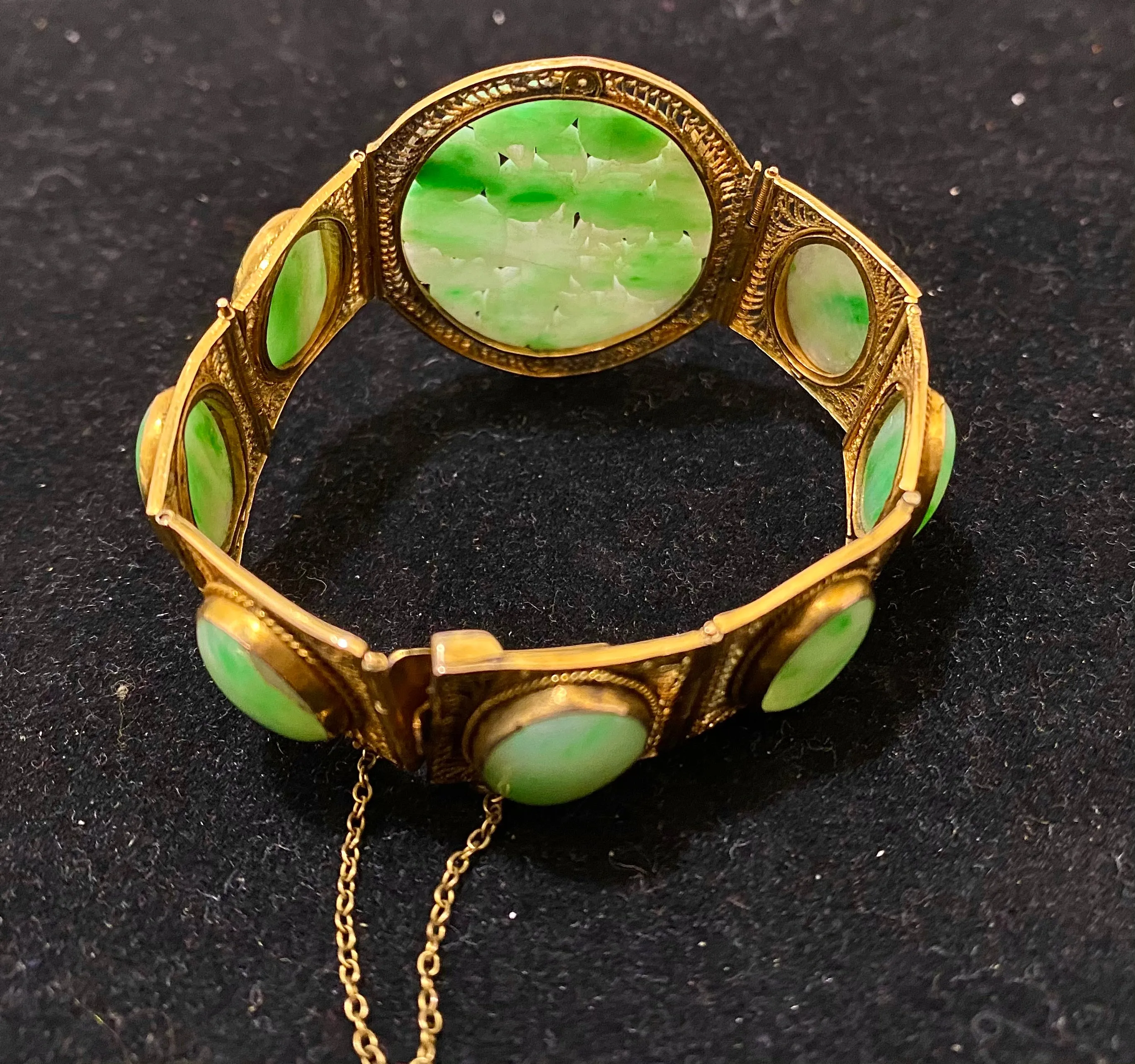 1930’s Vintage Solid Yellow Gold Apple Jade Bracelet - $10K Appraisal Value w/ CoA!
