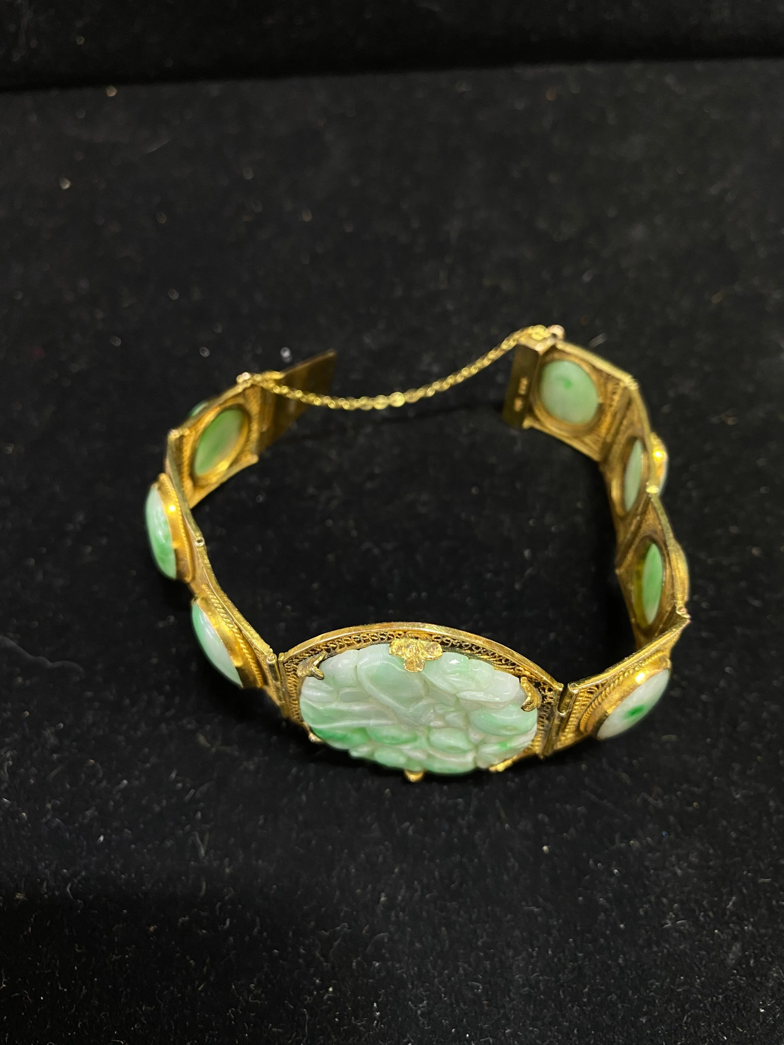 1930’s Vintage Solid Yellow Gold Apple Jade Bracelet - $10K Appraisal Value w/ CoA!