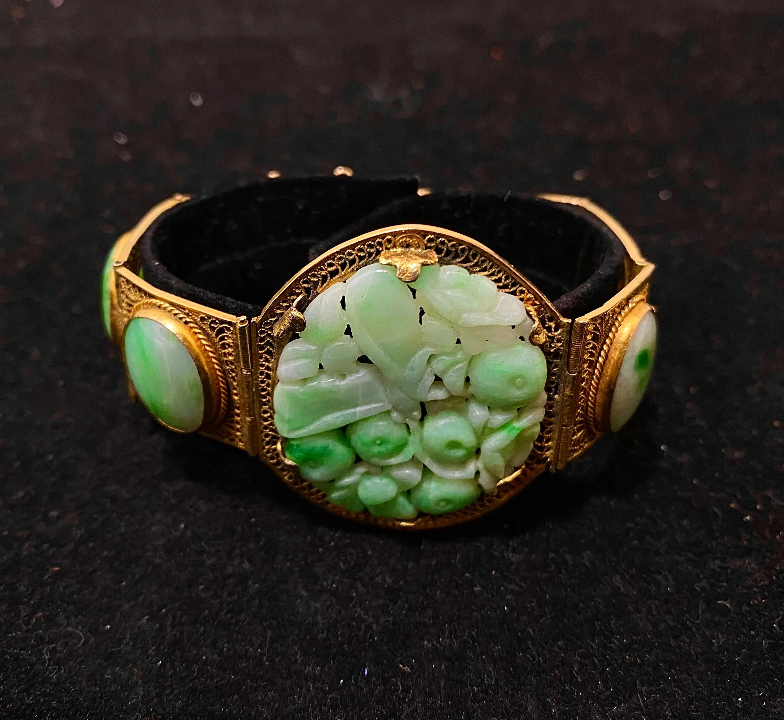 1930’s Vintage Solid Yellow Gold Apple Jade Bracelet - $10K Appraisal Value w/ CoA!