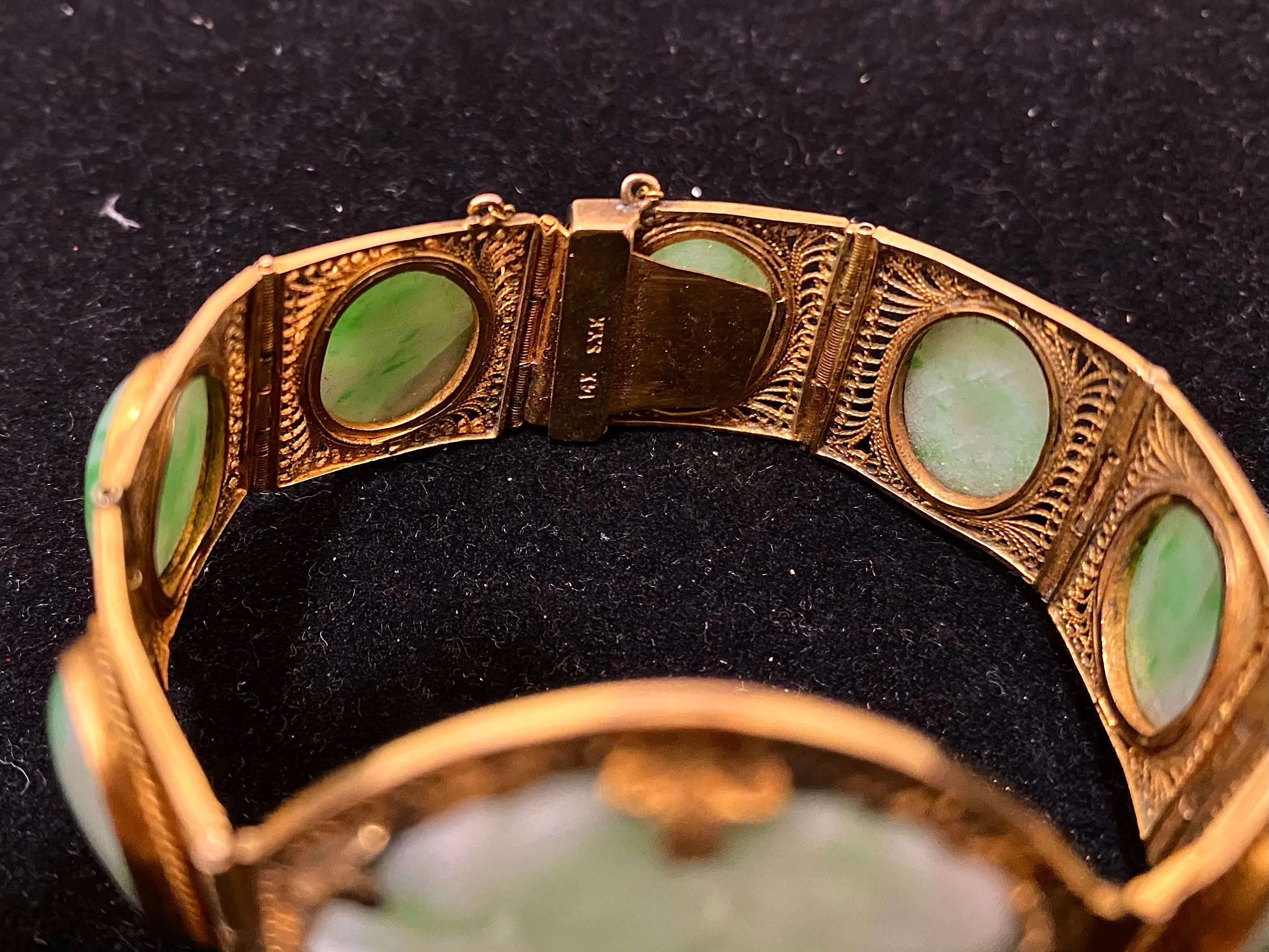 1930’s Vintage Solid Yellow Gold Apple Jade Bracelet - $10K Appraisal Value w/ CoA!