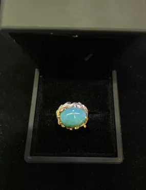 1930’sBeautiful Antique 10 ct. Jade 18K Yellow Gold Ring - $15K Appraisal Value w/CoA}