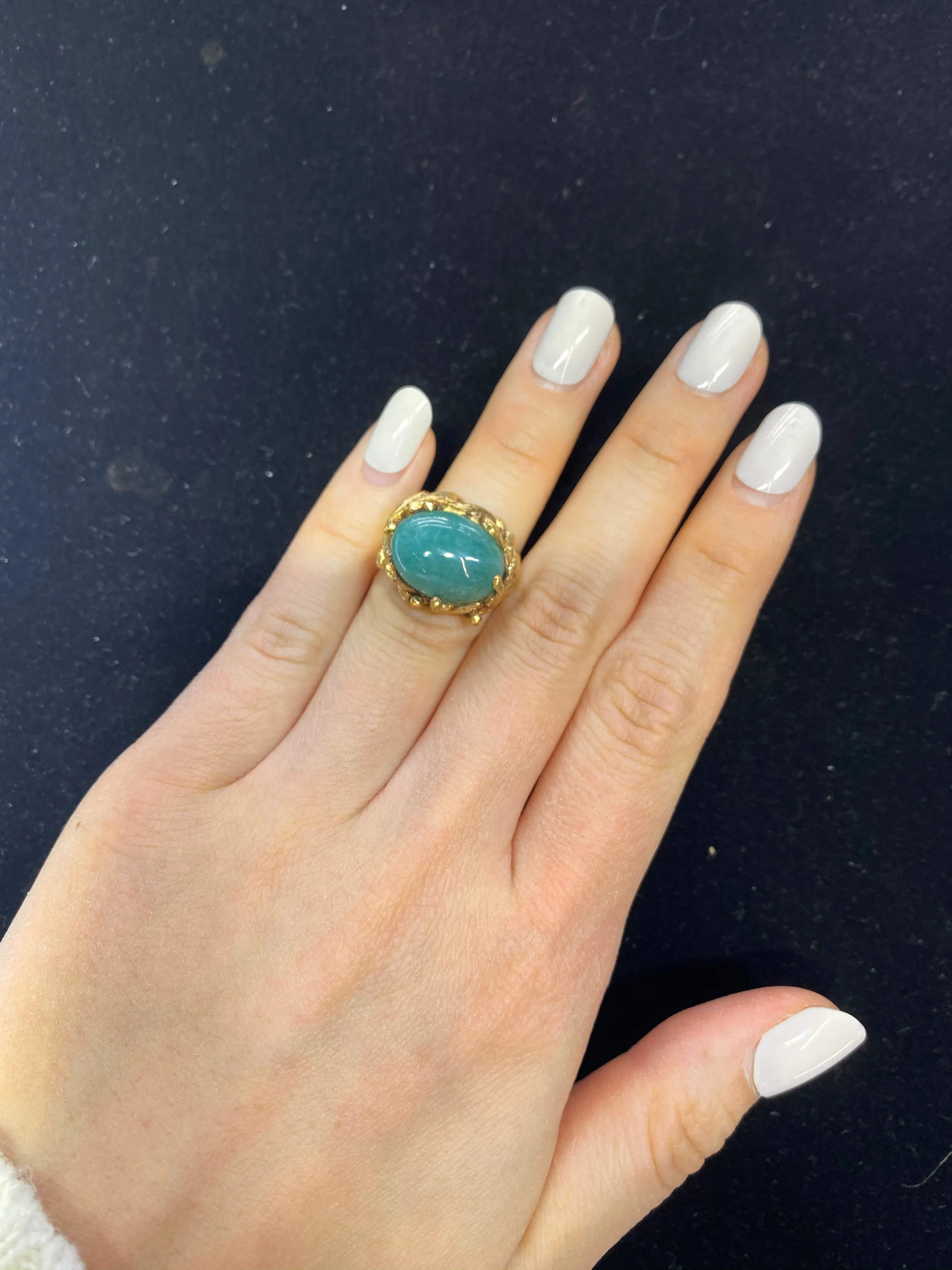 1930’sBeautiful Antique 10 ct. Jade 18K Yellow Gold Ring - $15K Appraisal Value w/CoA}
