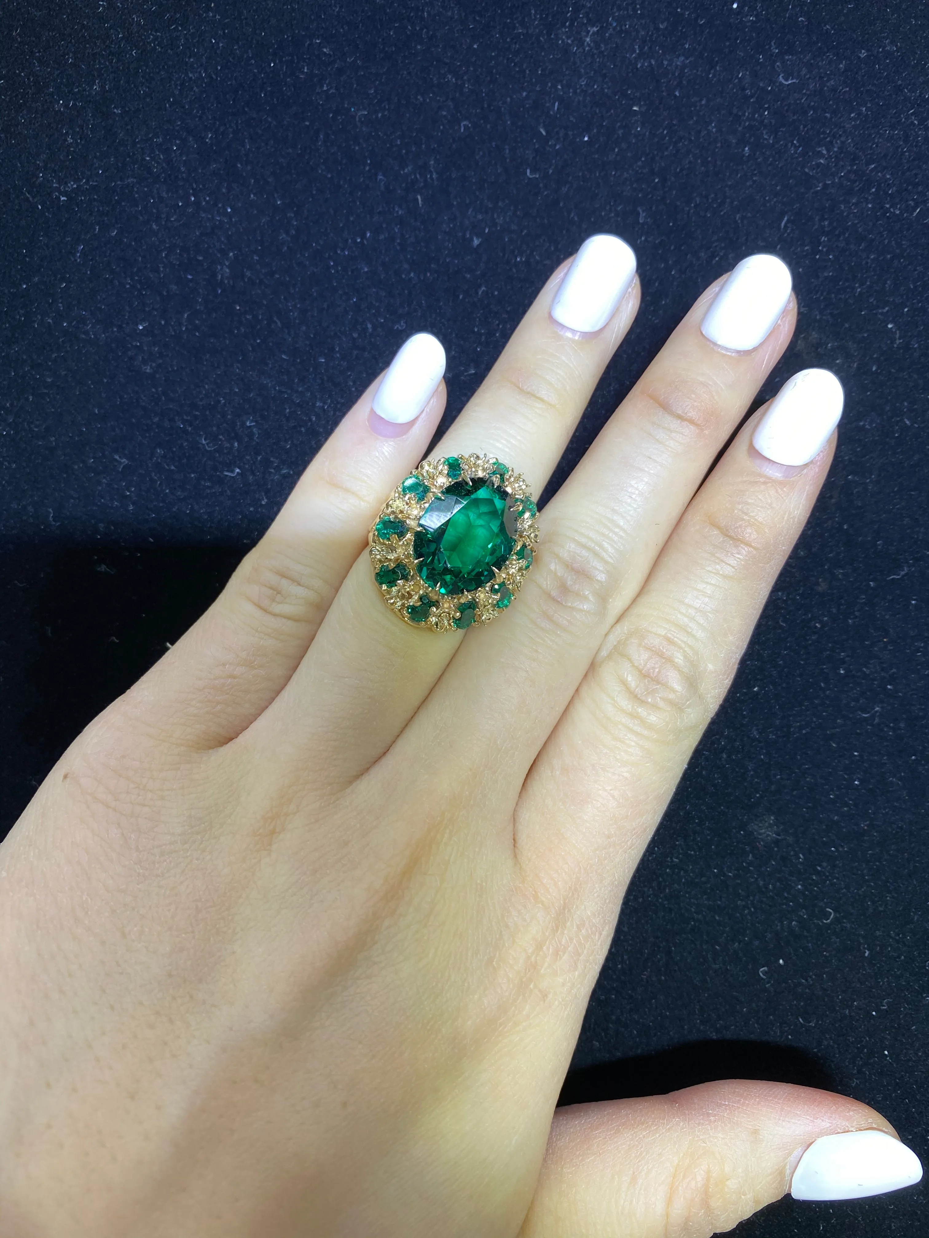 1940’s Style Antique Solid Yellow Gold w/ Emerald Crystal Ring - $6K APR w/ CoA!