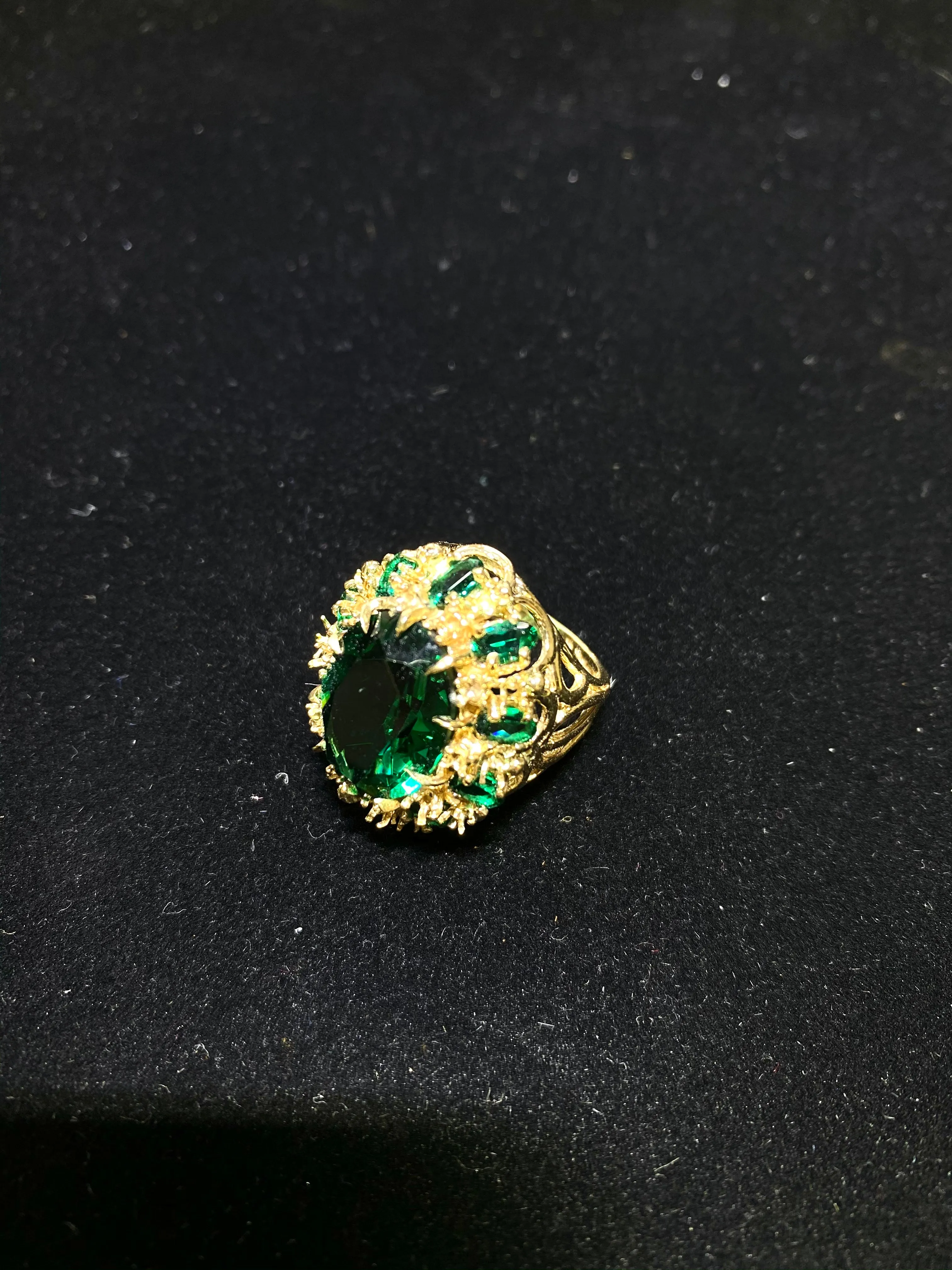 1940’s Style Antique Solid Yellow Gold w/ Emerald Crystal Ring - $6K APR w/ CoA!