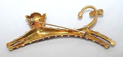 1970s Enamel, Diamond, & Emerald Jumping Tiger Brooch in 18K Yellow Gold - $10K VALUE