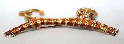 1970s Enamel, Diamond, & Emerald Jumping Tiger Brooch in 18K Yellow Gold - $10K VALUE