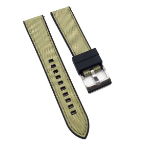 20mm, 22mm Hybrid Khaki Nylon FKM Rubber Watch Strap, Quick Release Spring Bars