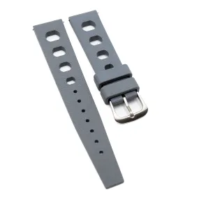 20mm Rally Style Retro Large Holes Gray FKM Rubber Watch Strap, Quick Release Spring Bars
