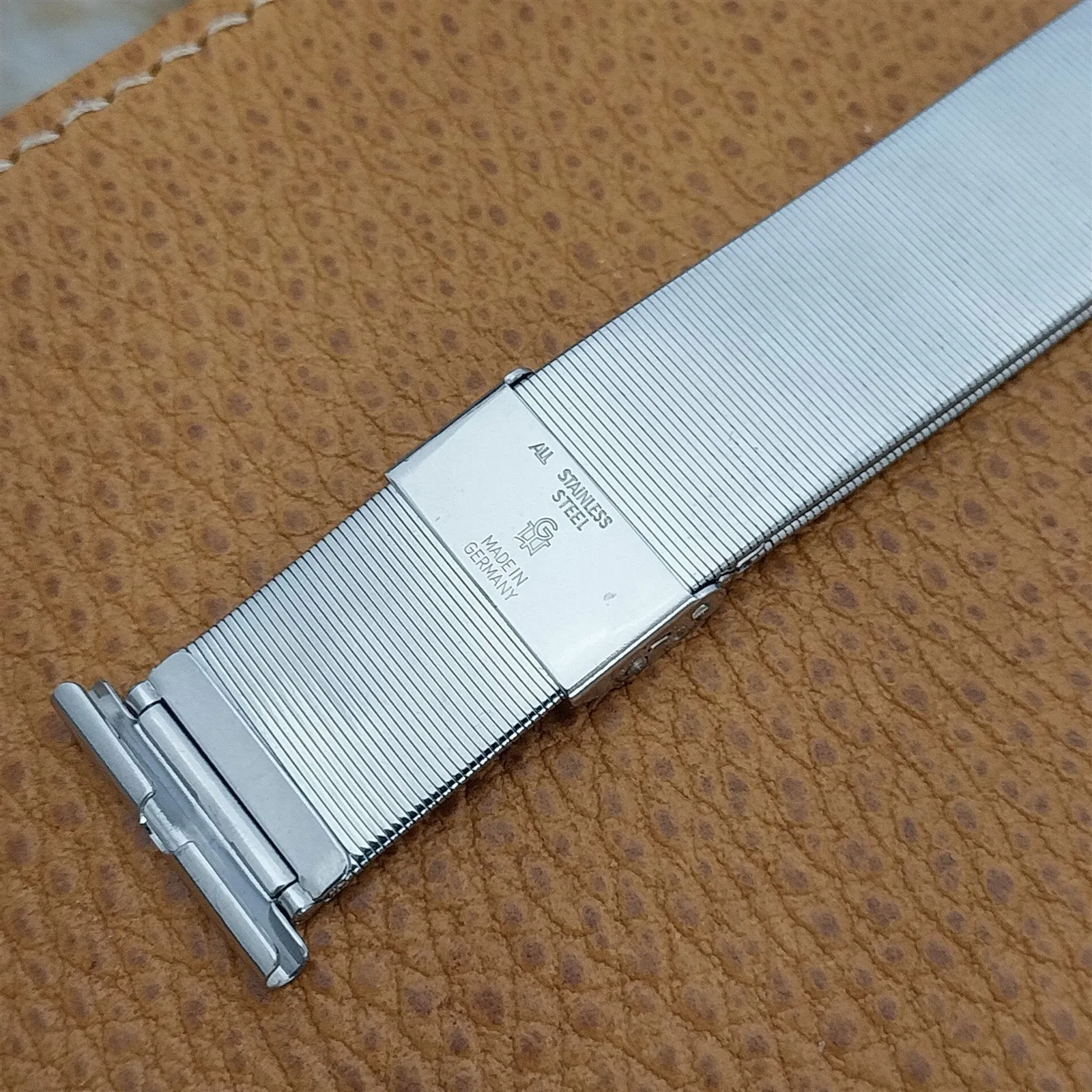 22mm 20mm Stainless Steel Wide Mesh nos 1960s Glauner & Epp Vintage Watch Band