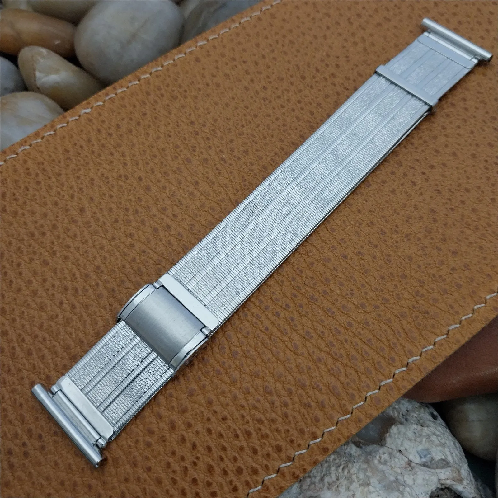 22mm 20mm Stainless Steel Wide Mesh nos 1960s Glauner & Epp Vintage Watch Band