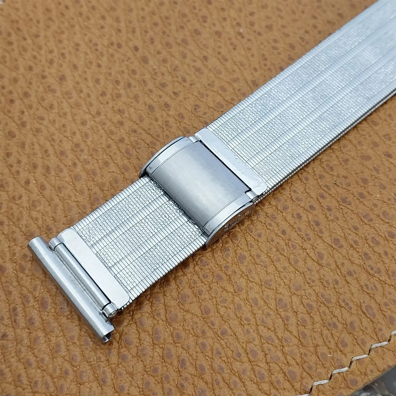 22mm 20mm Stainless Steel Wide Mesh nos 1960s Glauner & Epp Vintage Watch Band