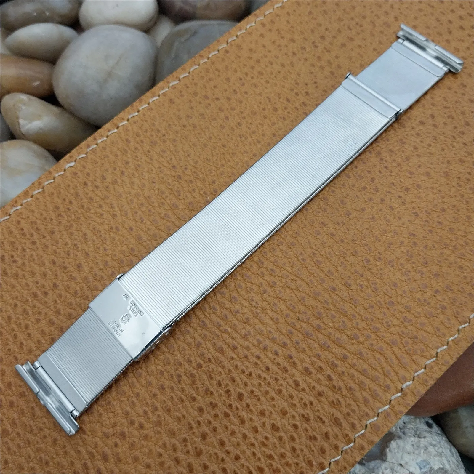 22mm 20mm Stainless Steel Wide Mesh nos 1960s Glauner & Epp Vintage Watch Band