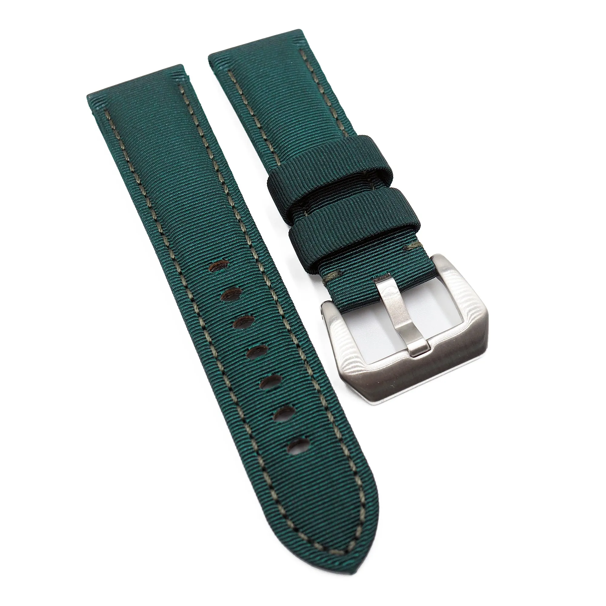 24mm Pine Green Stripe Pattern Canvas Watch Strap For Panerai