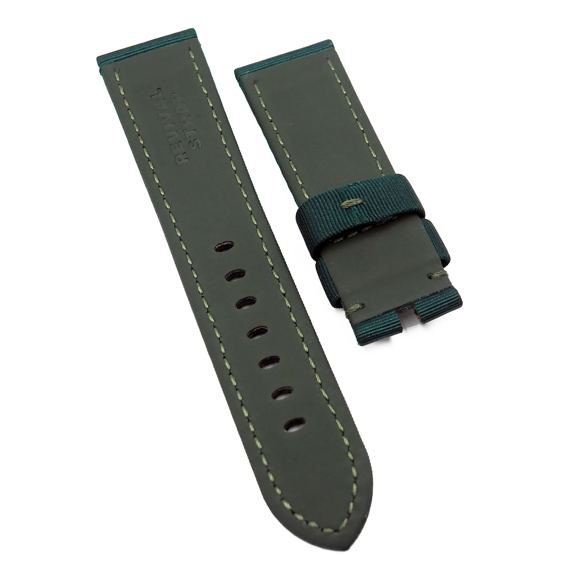 24mm Pine Green Stripe Pattern Canvas Watch Strap For Panerai