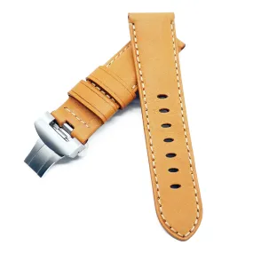24mm Trombone Yellow Calf Leather Watch Strap For Panerai, Depolyant Clasp Style