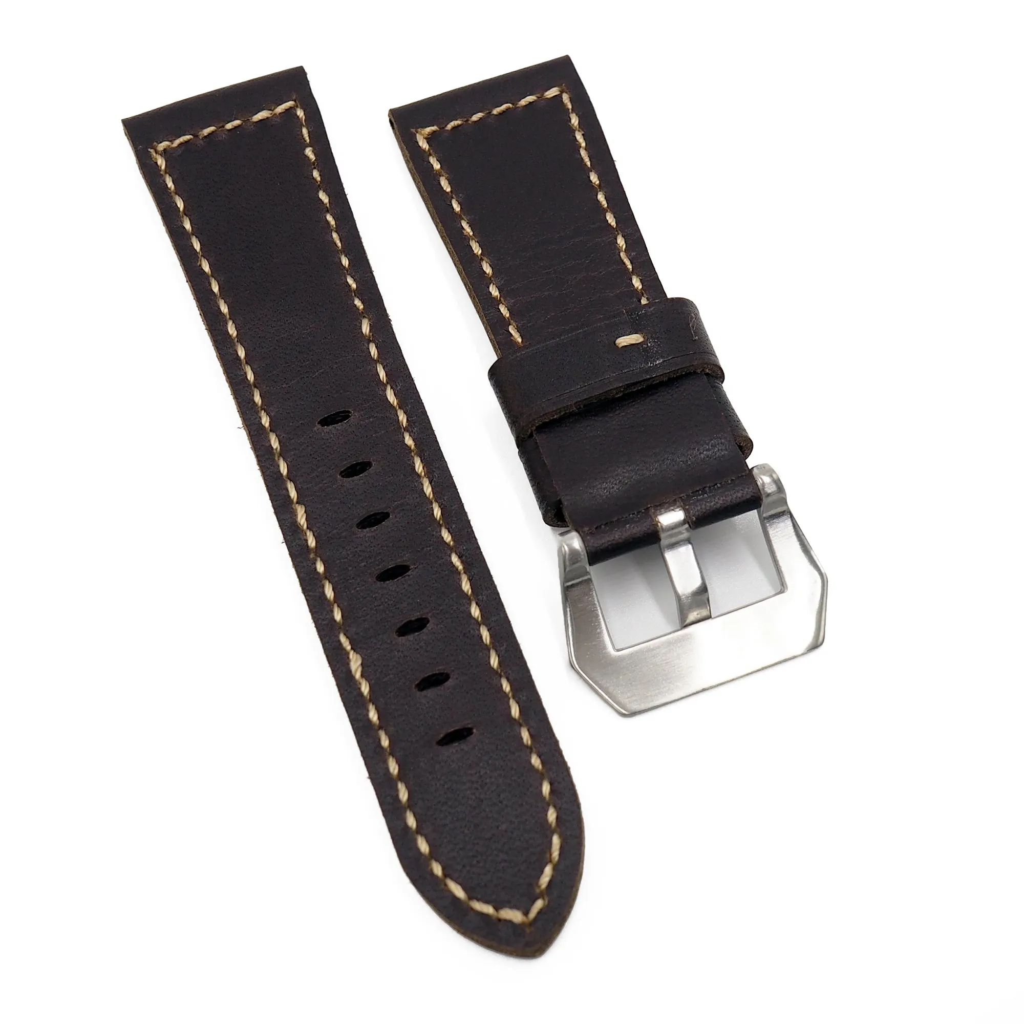 26mm Dark Brown Calf Leather Watch Strap For Panerai
