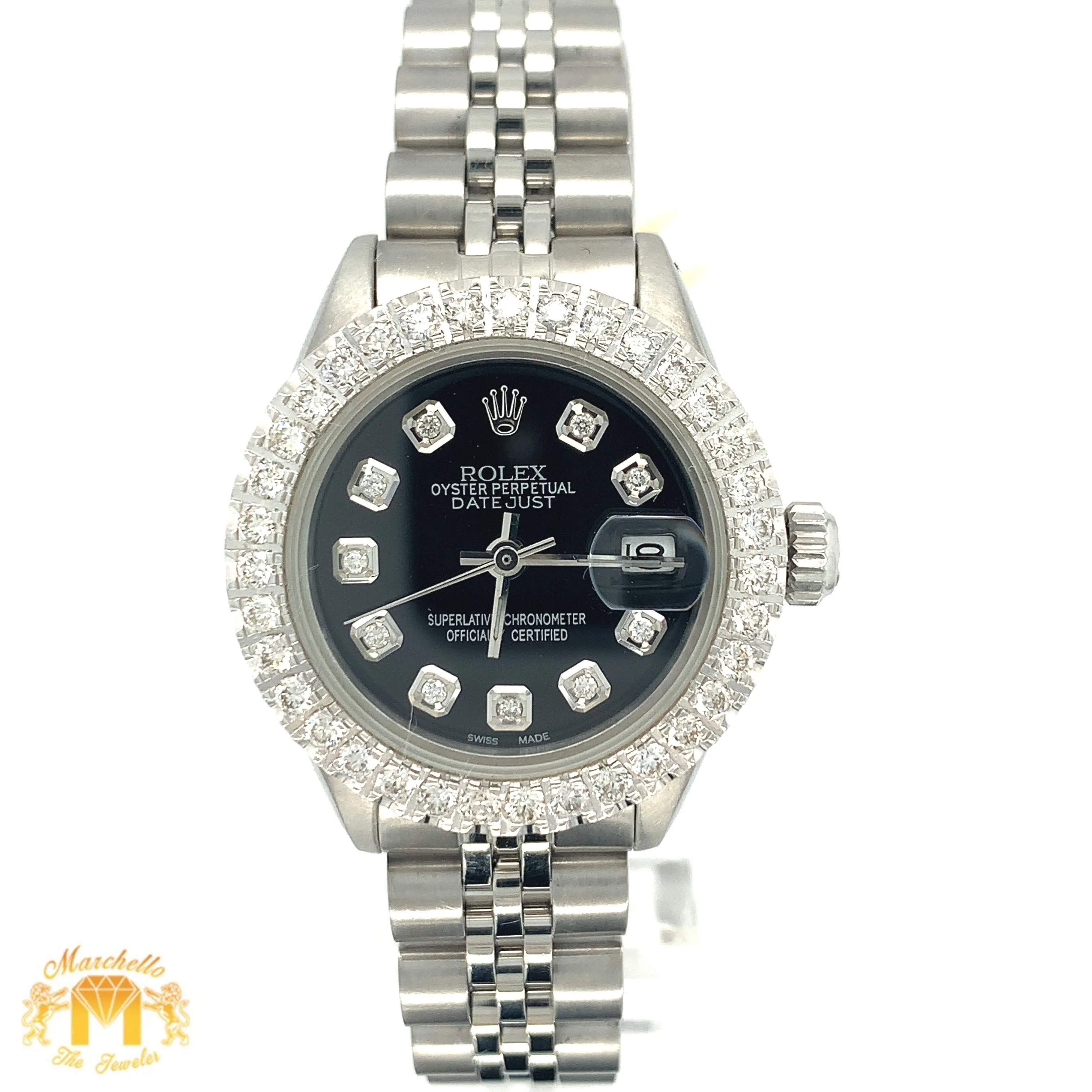 26mm Ladies’ Rolex Datejust Diamond Watch with S/Steel Jubilee Bracelet (black dial)