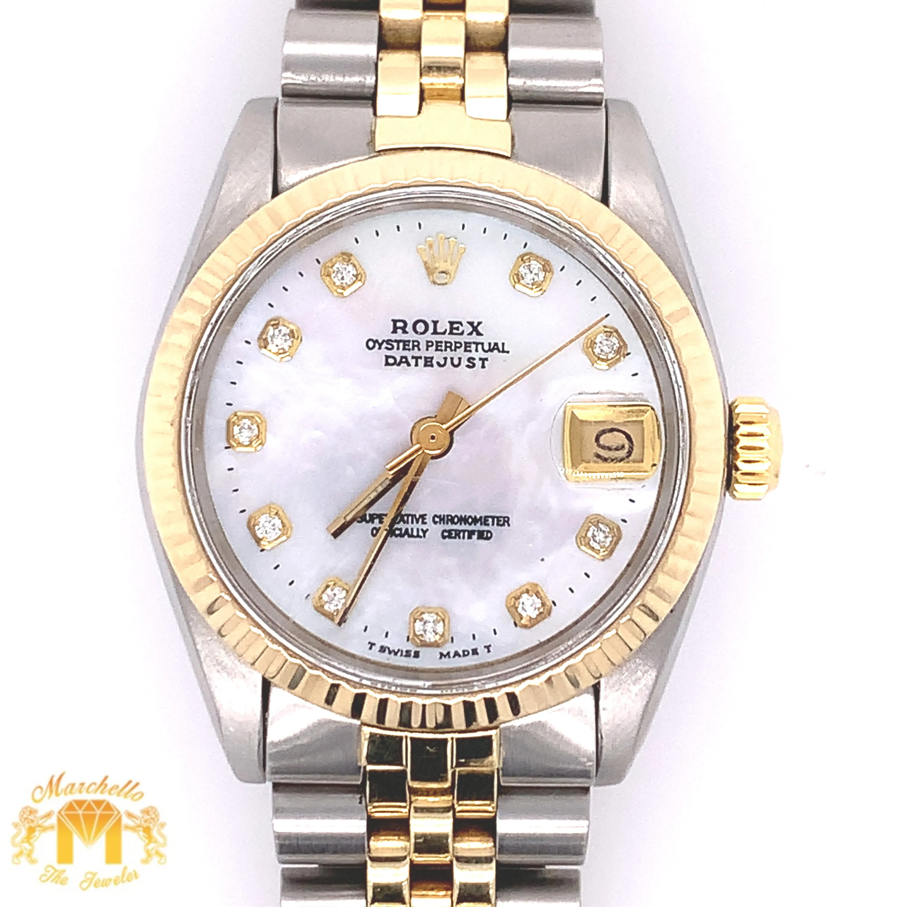 31mm Rolex Datejust Watch with Two-tone Jubilee Bracelet (non-quick set, diamond hour markers)