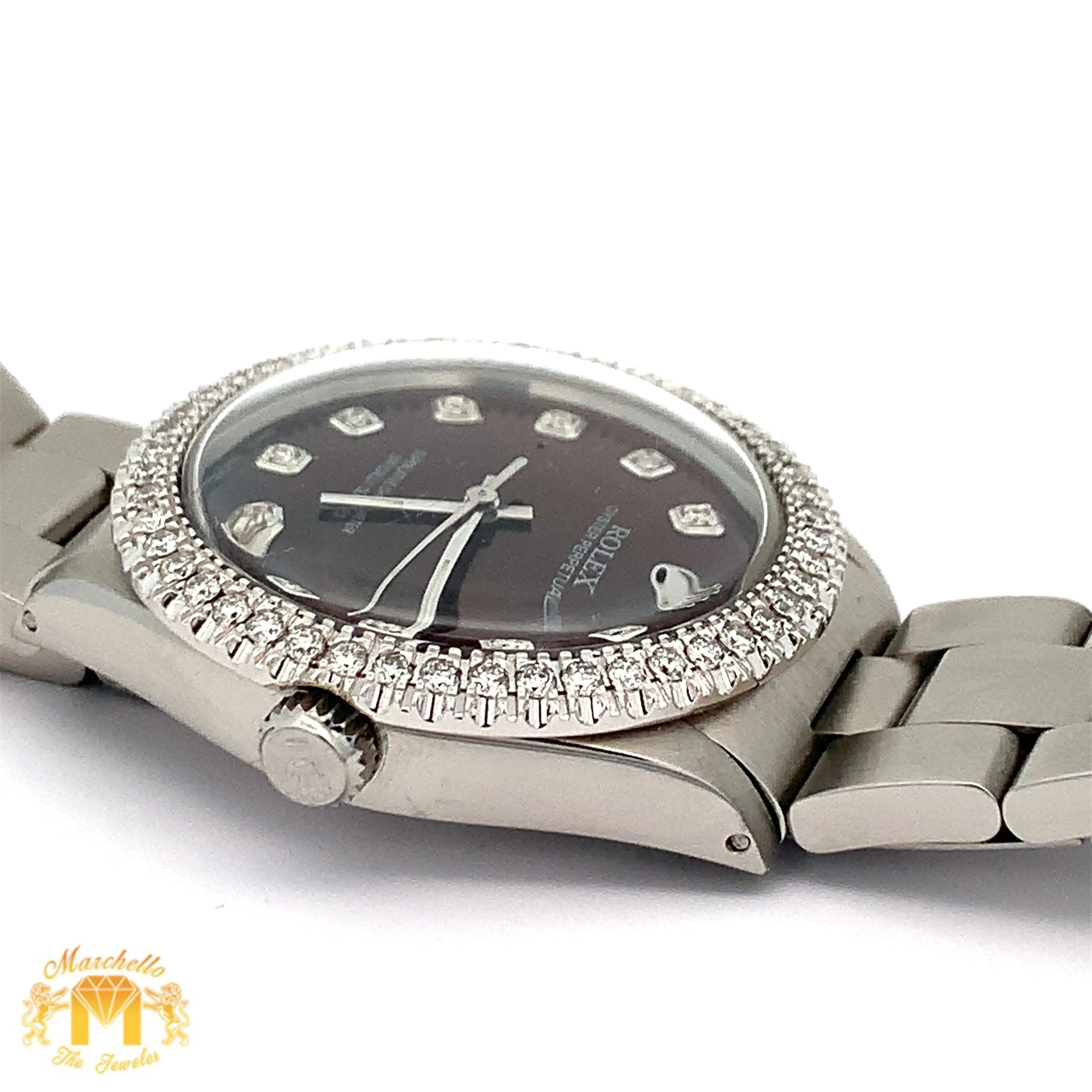 34mm Rolex Oyster Perpetual Diamond Watch with Stainless Steel Oyster Bracelet (Mother of pearl(MOP) factory diamond dial) (Choose your color))
