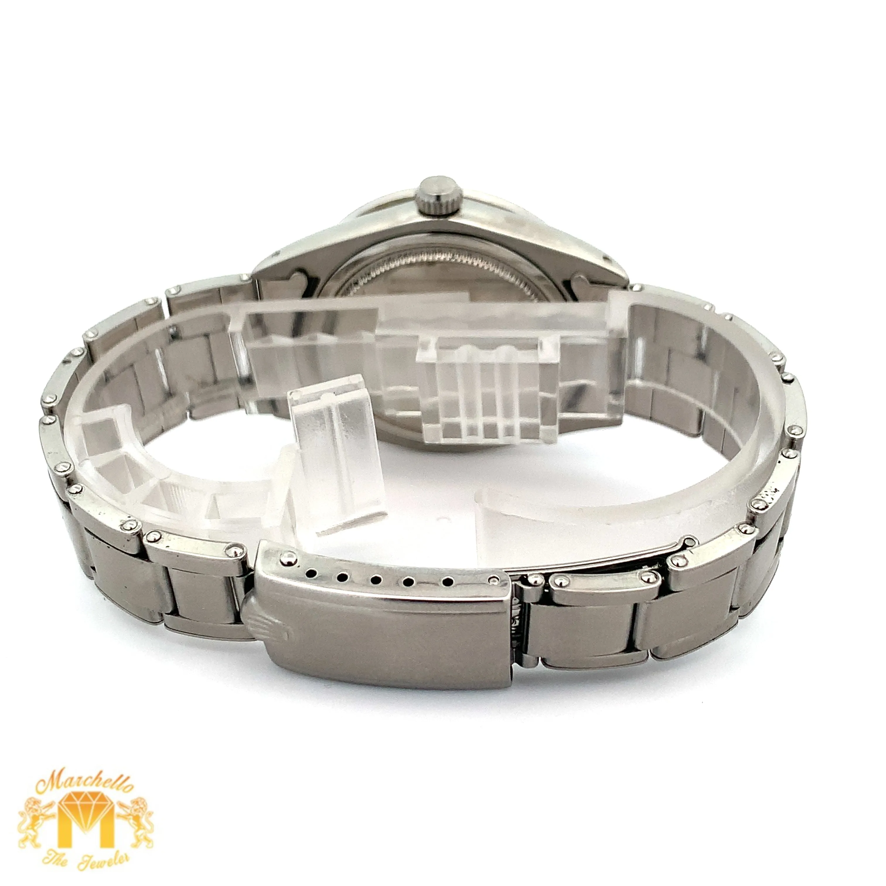34mm Rolex Oyster Perpetual Diamond Watch with Stainless Steel Oyster Bracelet (Mother of pearl(MOP) factory diamond dial) (Choose your color))
