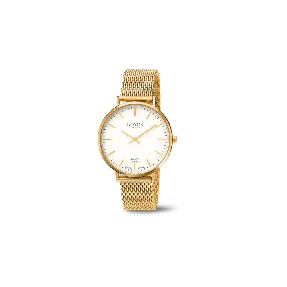 3590-11 - Ladies Gold Titanium Mesh Watch