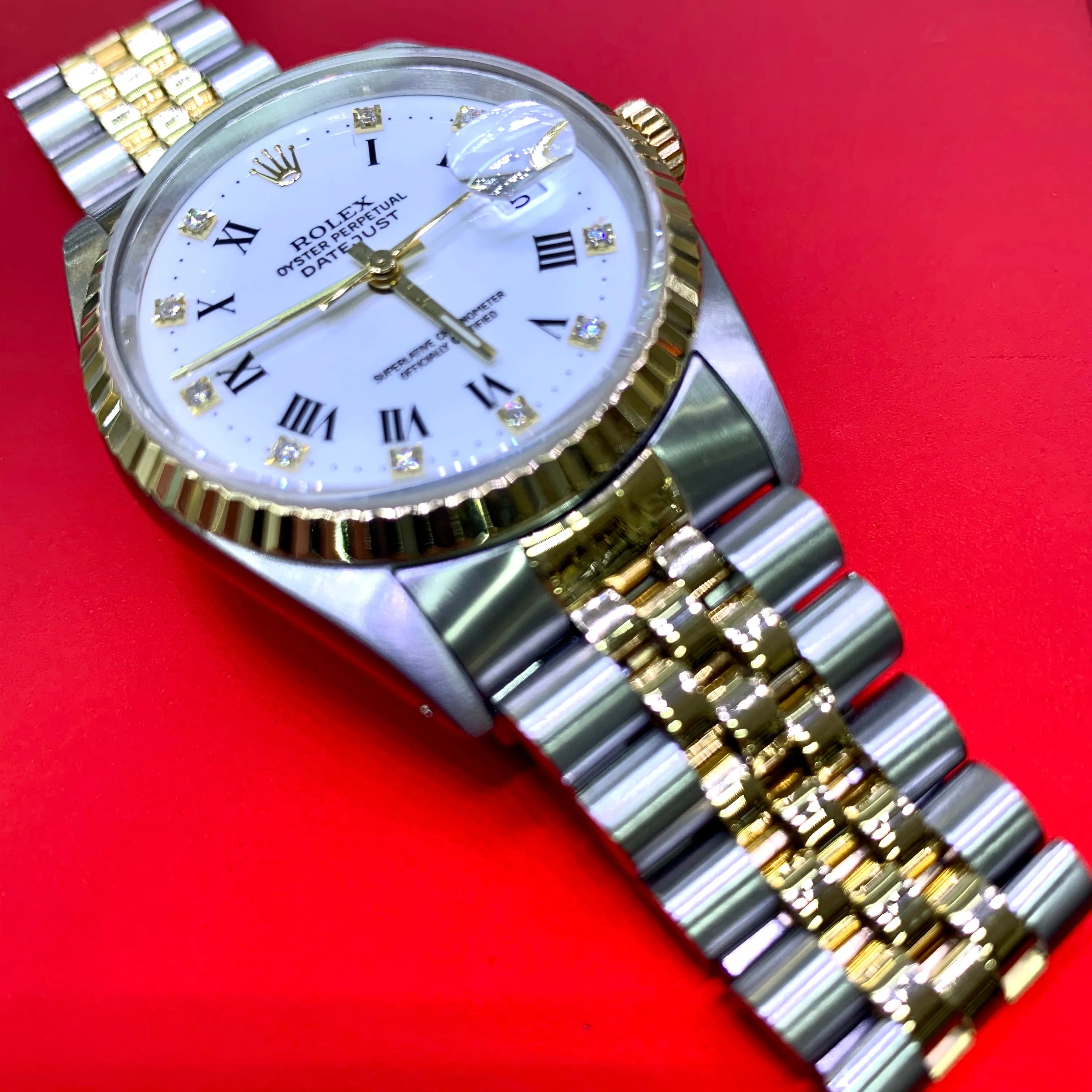 36mm Rolex Datejust Watch with Two-tone Jubilee Bracelet (quick set, diamond hour markers)
