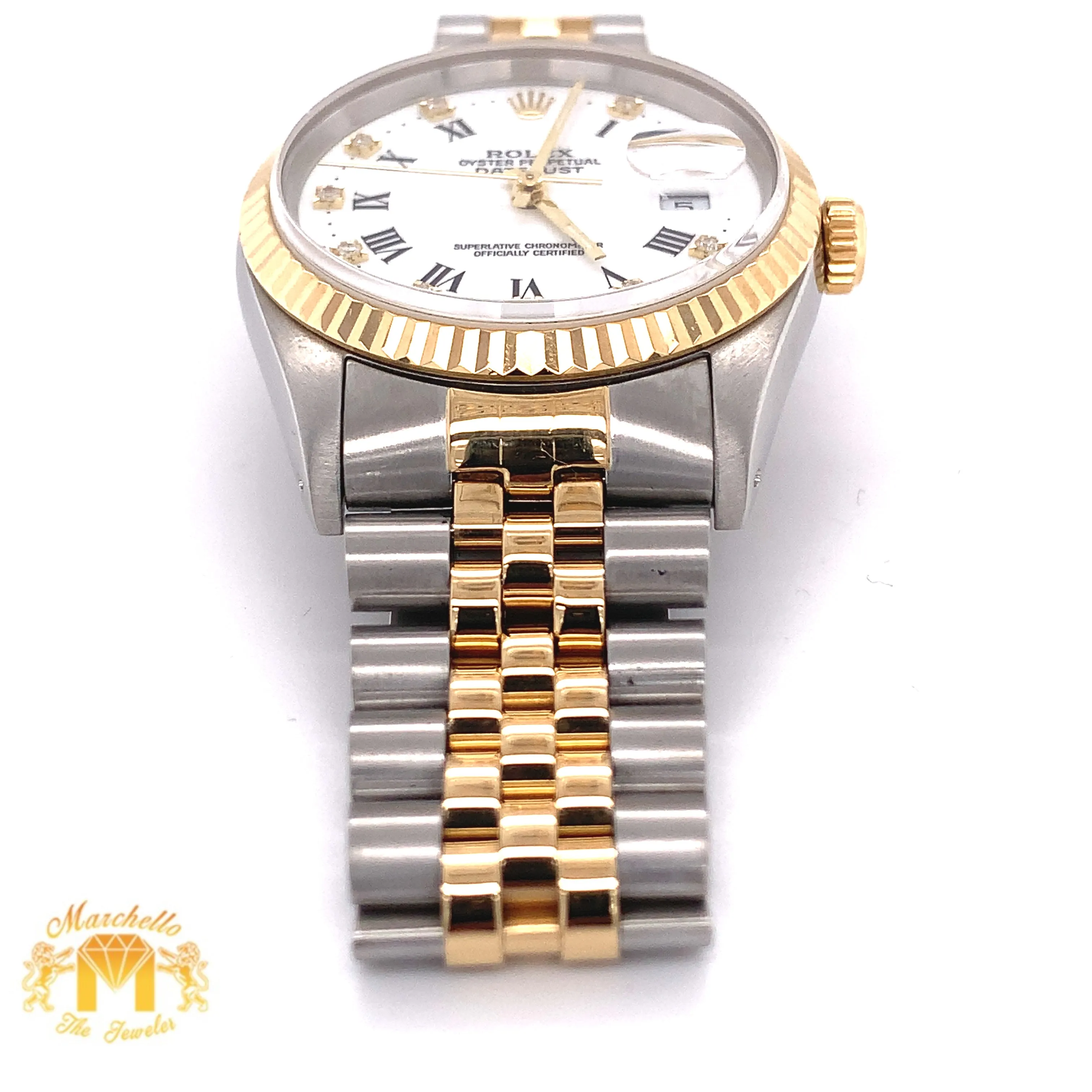 36mm Rolex Datejust Watch with Two-tone Jubilee Bracelet (quick set, diamond hour markers)