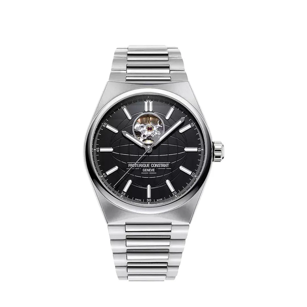 41mm Highlife 'Heart Beat' Automatic Watch with Black Globe Dial