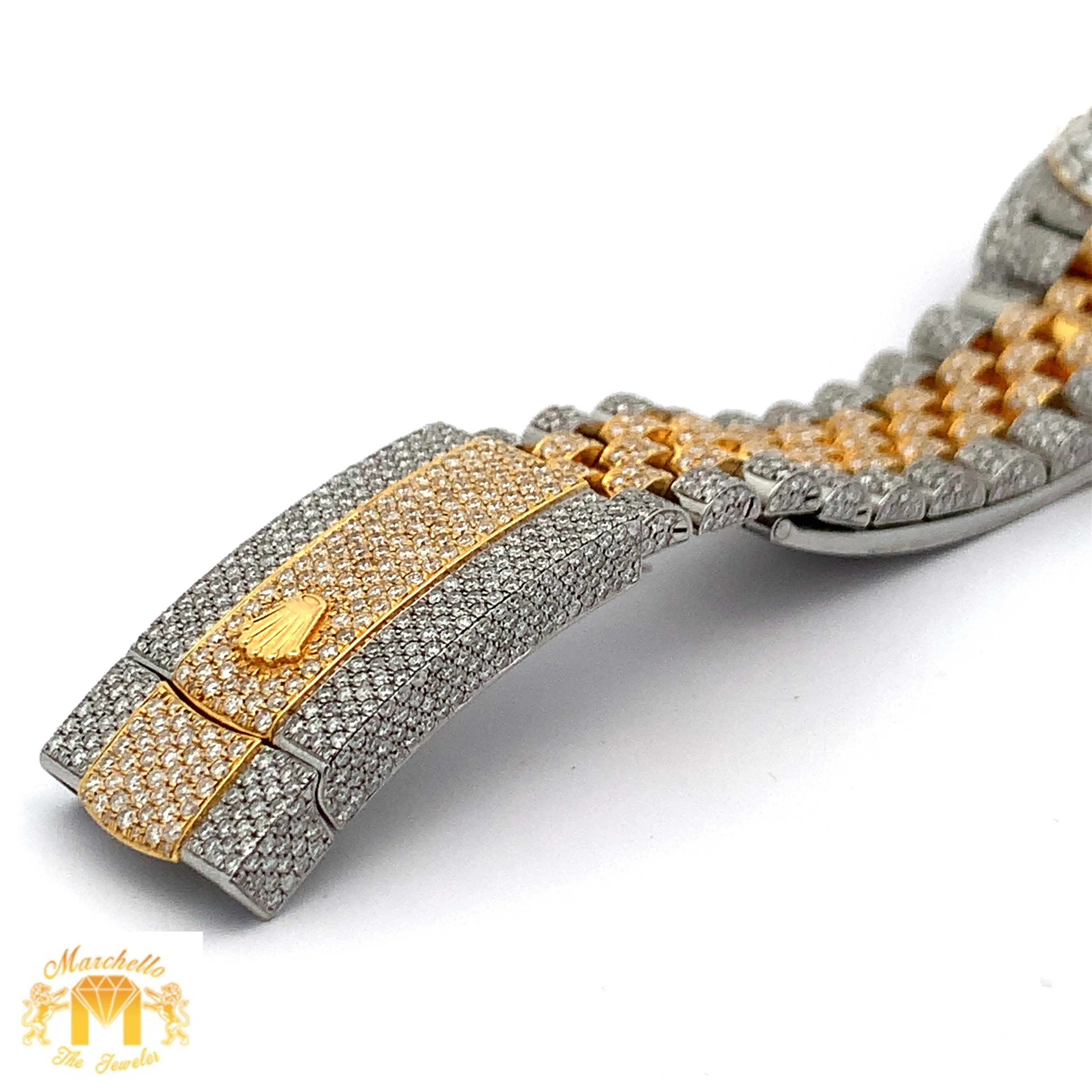 41mm Iced out Rolex Datejust Watch with Two-Tone Jubilee Bracelet