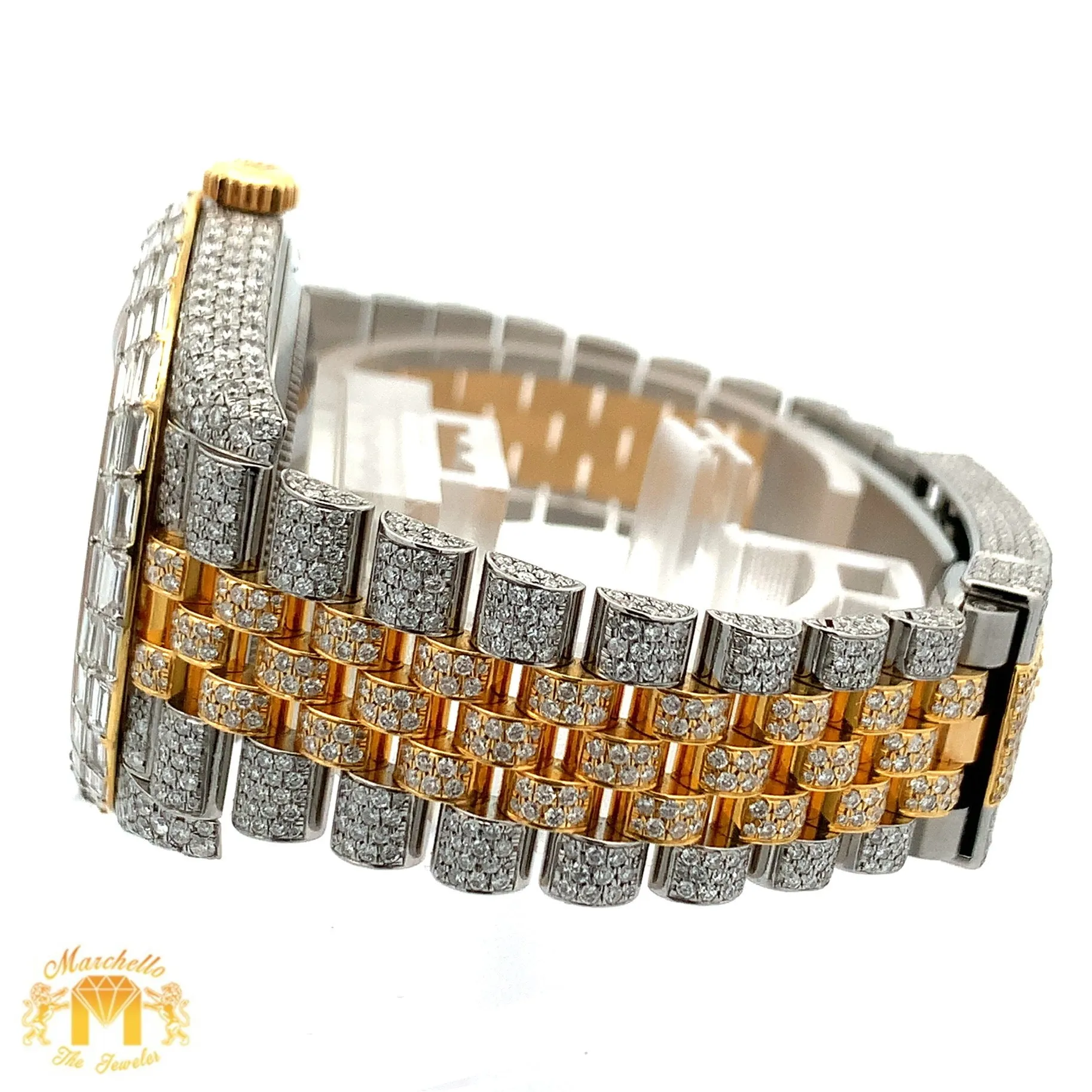 41mm Iced out Rolex Datejust Watch with Two-Tone Jubilee Bracelet