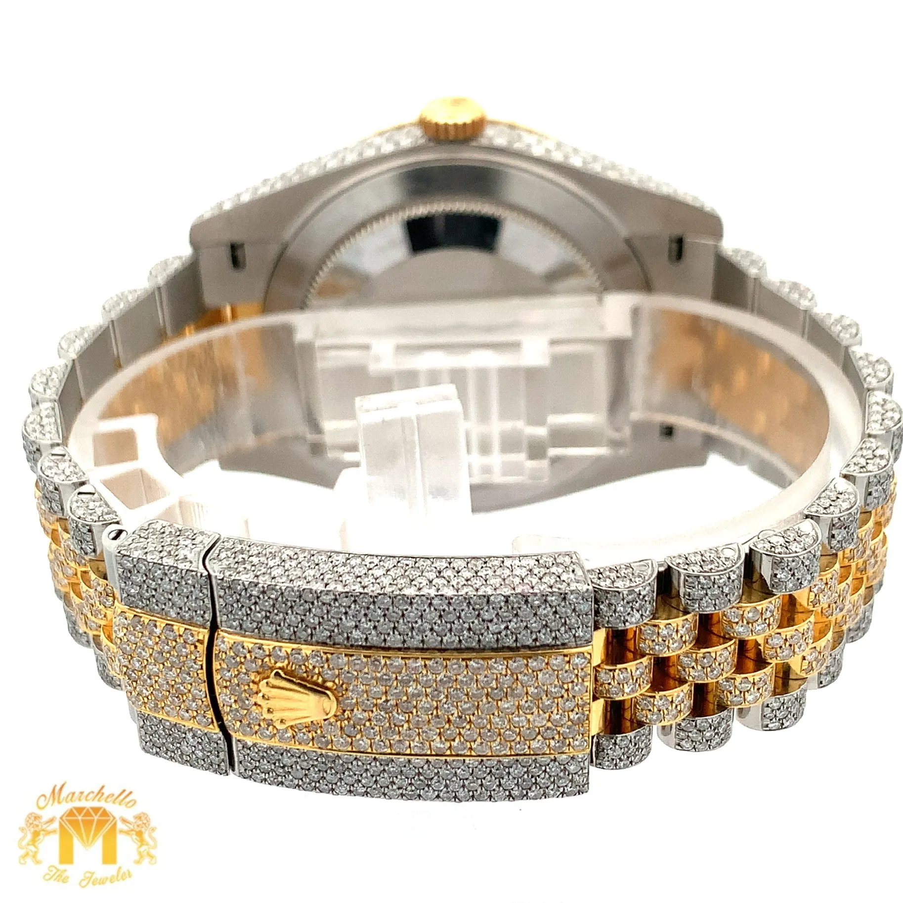 41mm Iced out Rolex Datejust Watch with Two-Tone Jubilee Bracelet