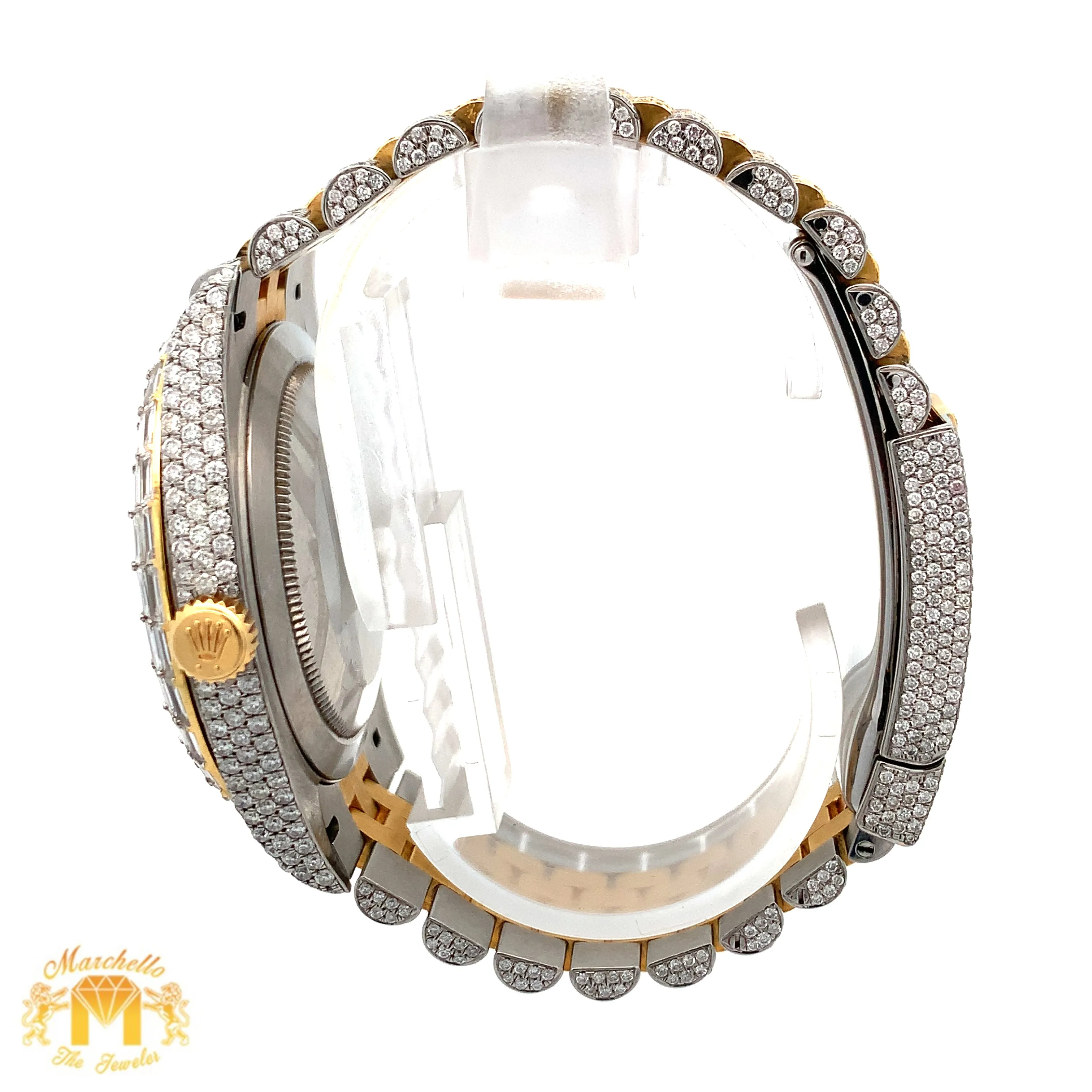 41mm Iced out Rolex Datejust Watch with Two-Tone Jubilee Bracelet