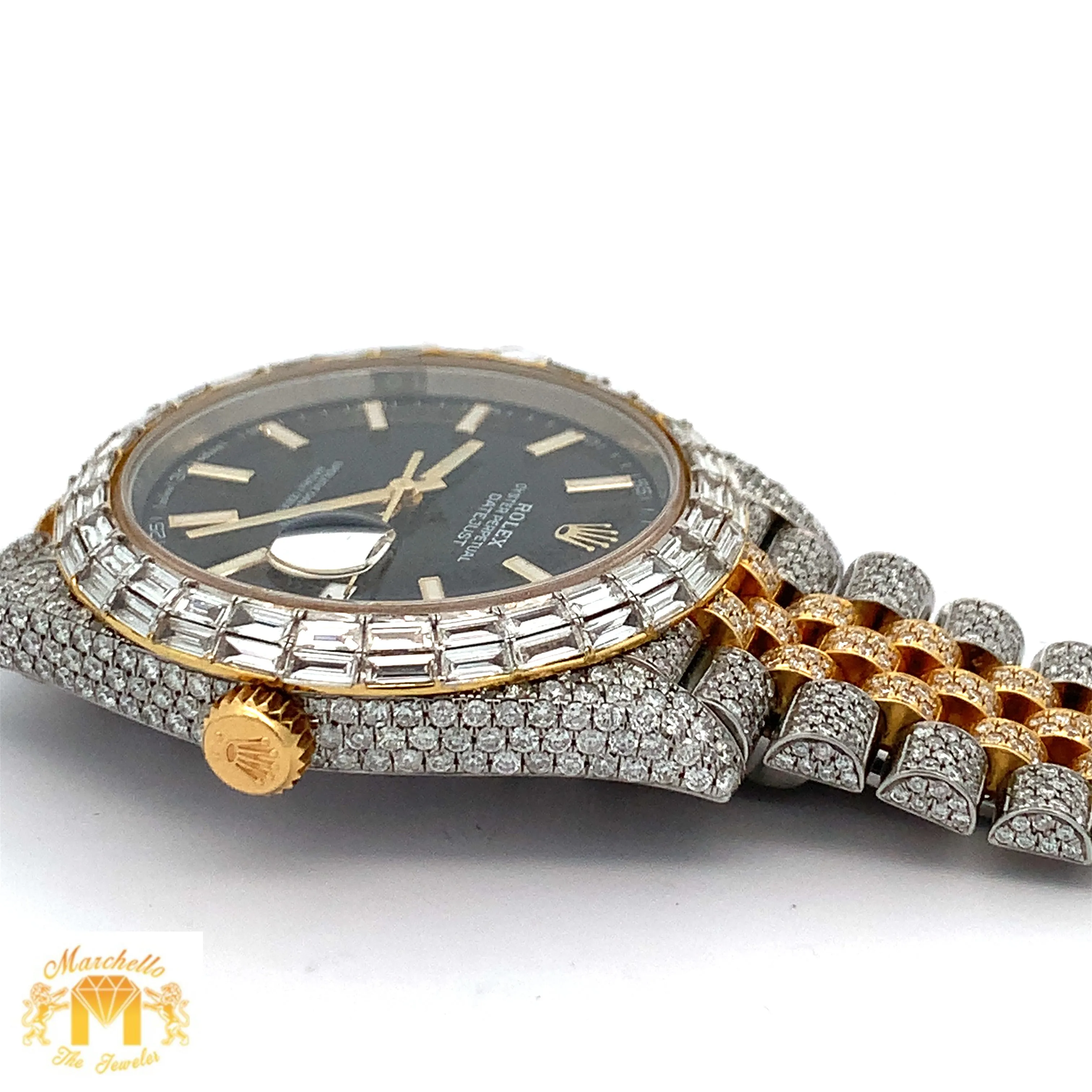 41mm Iced out Rolex Datejust Watch with Two-Tone Jubilee Bracelet