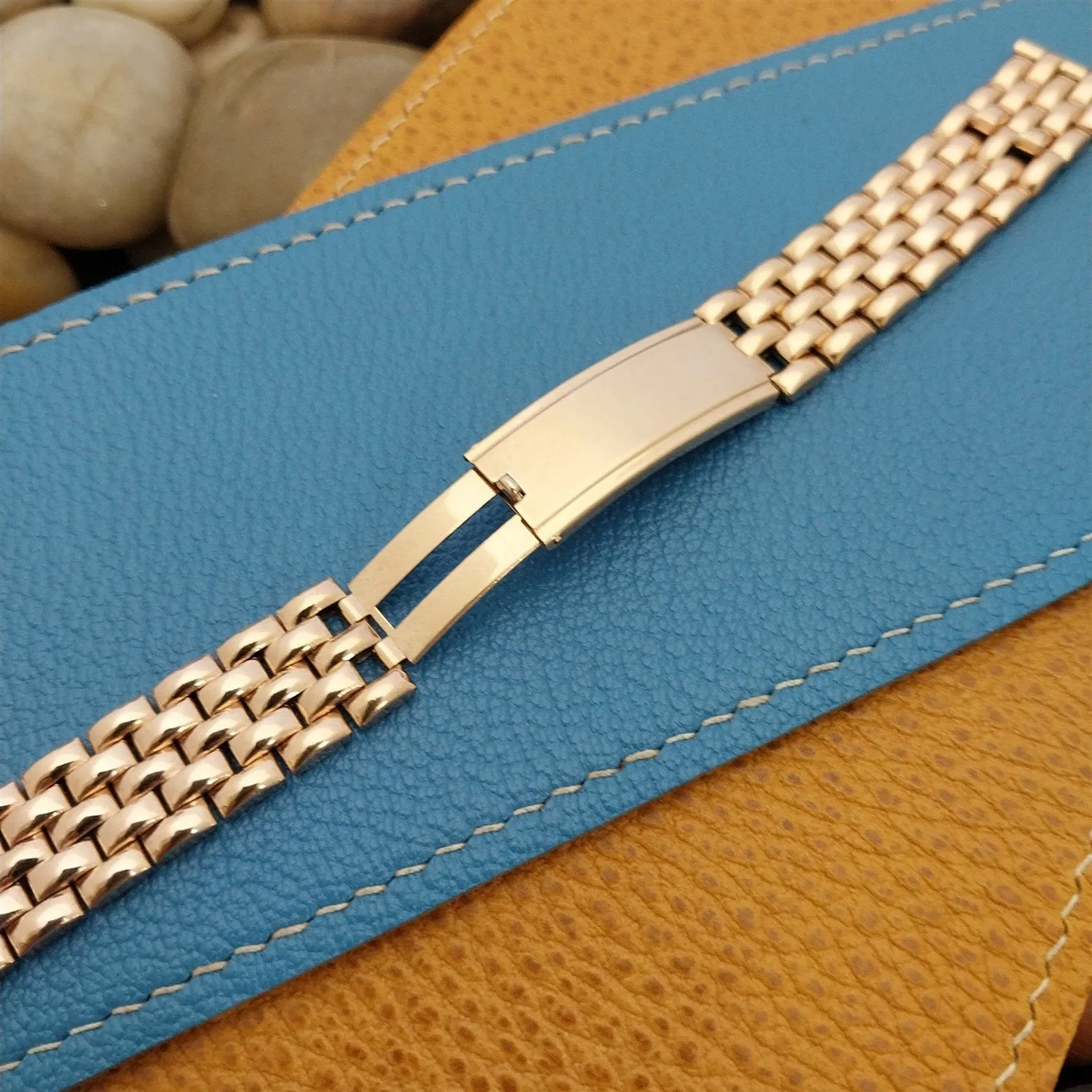 5/8" JB Champion Beads of Rice Rose 12k Gold-Filled nos 1950s Vintage Watch Band