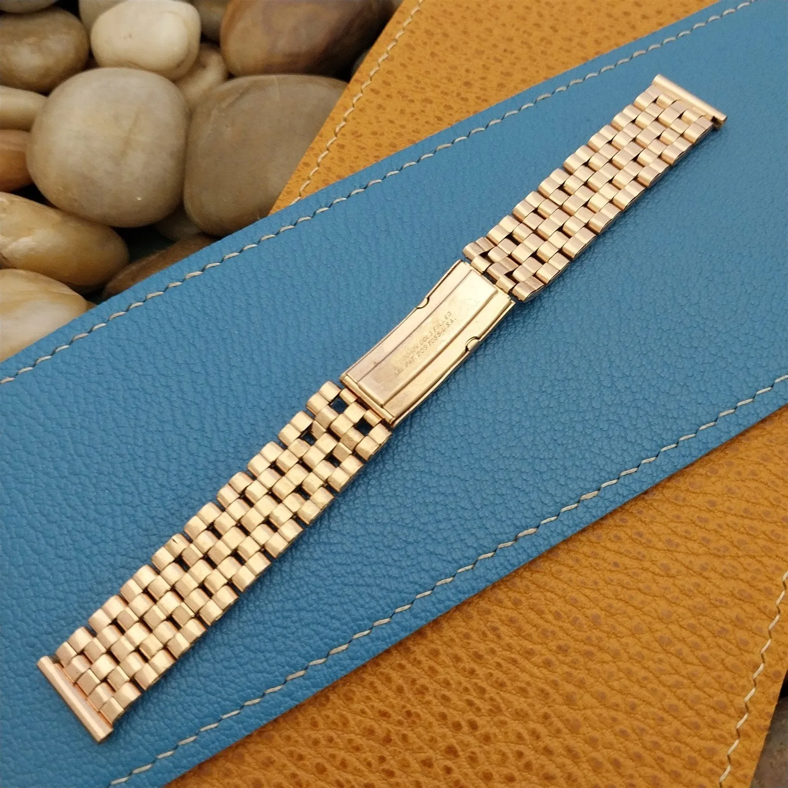 5/8" JB Champion Beads of Rice Rose 12k Gold-Filled nos 1950s Vintage Watch Band