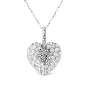 .925 Sterling Silver Pave-Set Diamond Accent Heart Shape 18" Pendant Necklace (I-J Color, I1-I2 Clarity) by Infinite Jewels