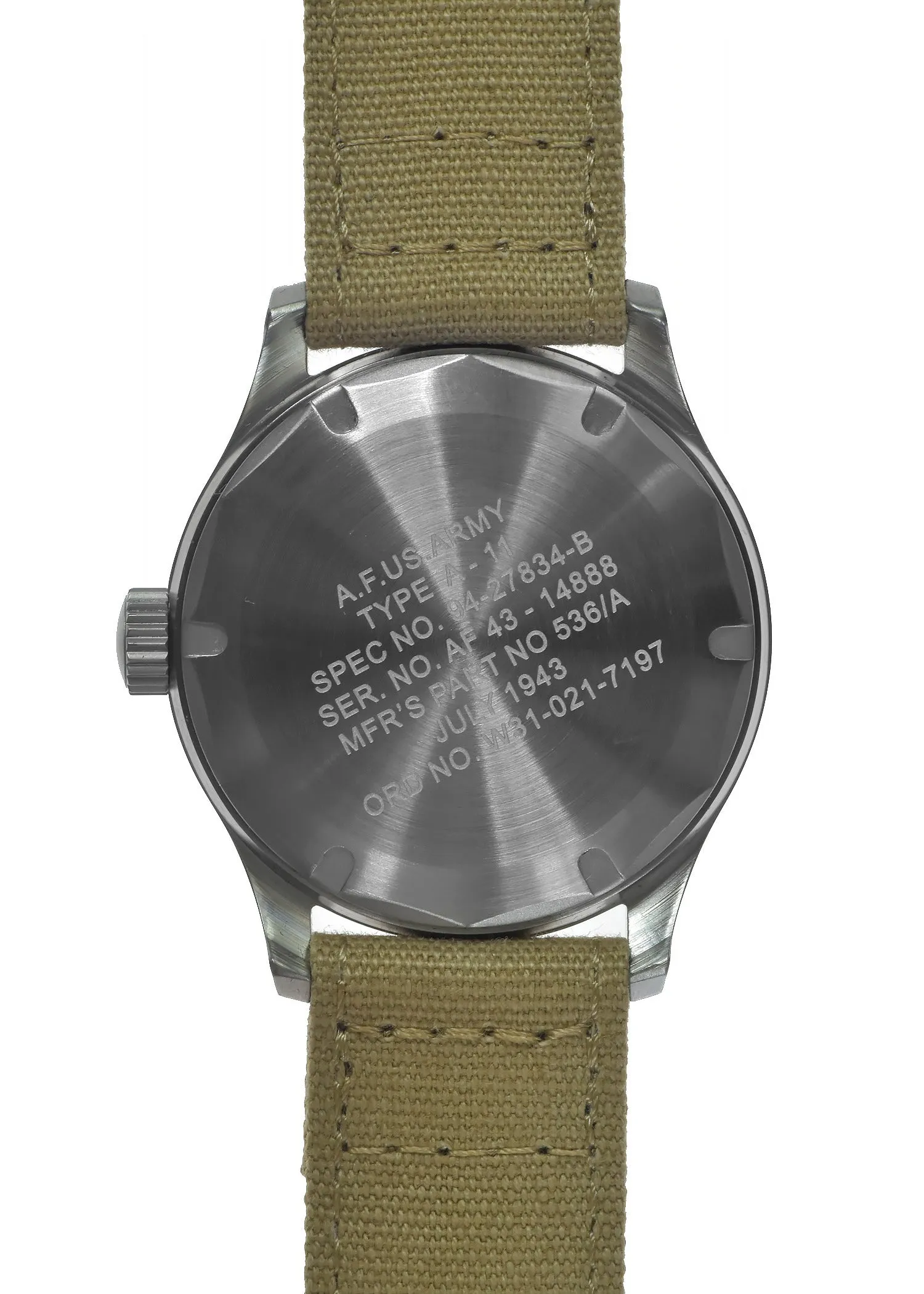 A-11 1940s WWII Pattern Military Watch (Automatic) Brushed Steel Finish with 100m Water Resistance and Sapphire Crystal