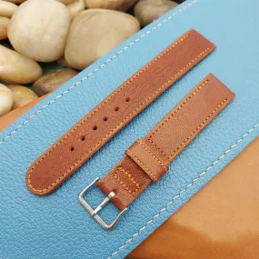 A-11 Elgin Buckle & Redwood Saddle Leather 1940s-1950s Unused Vintage Watch Band