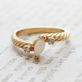 A Vintage Ring Dainty Genuine Jade and Austrian Crystal Womans Ring Antique Jade Jewelry R1032 by PVD Vintage Jewelry