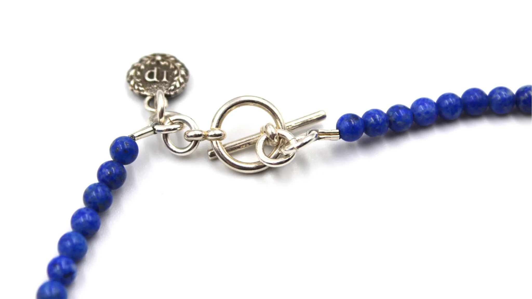Antique French First Communion Charm on a Jade and Sodalite Necklace