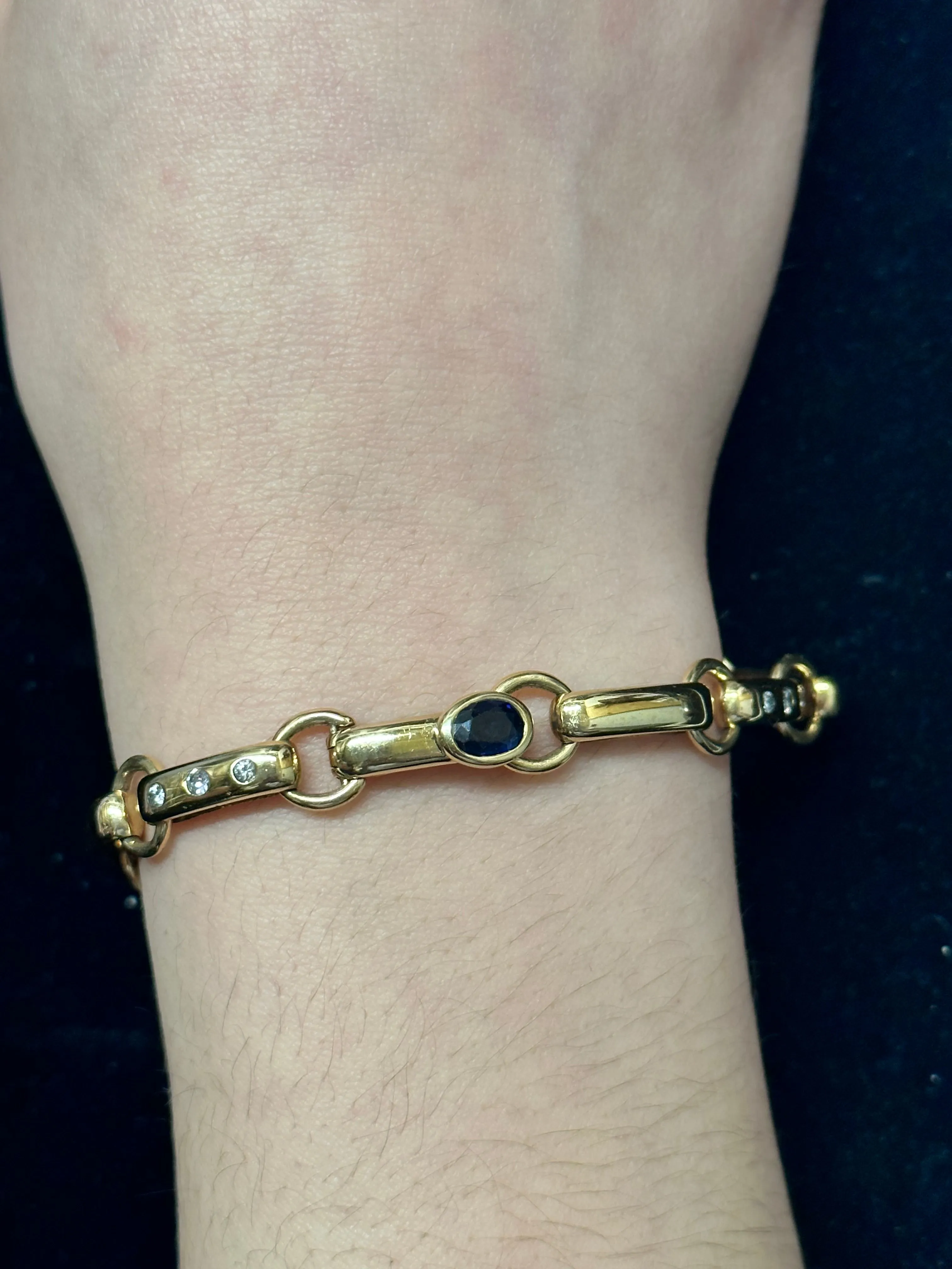 ANTIQUE HAMMERMAN SAPPHIRE DIAMOND 18K YELLOW GOLD  BRACELET - $40k APR w/ CoA!!