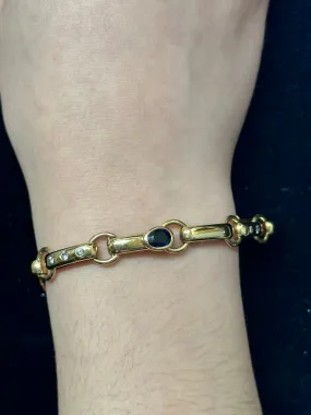 ANTIQUE HAMMERMAN SAPPHIRE DIAMOND 18K YELLOW GOLD  BRACELET - $40k APR w/ CoA!!