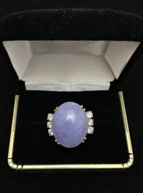 Beautiful Designer 30 Ct. Violet Jade & 6-Diamond Ring - $30K Appraisal Value w/ CoA!